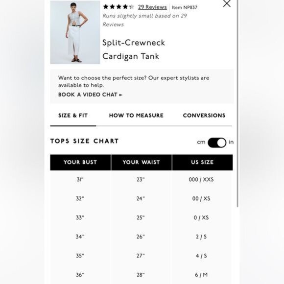 Madewell Cotton Blend Split Crewneck Cardigan Tank Cream Navy Size XS - Picture 10 of 12